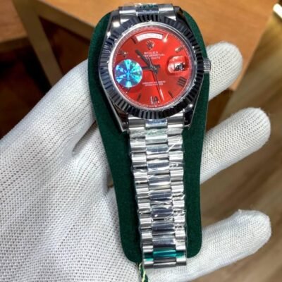 ROLLEX DAY-DATE RED DIAL FOR MENS YZ 124