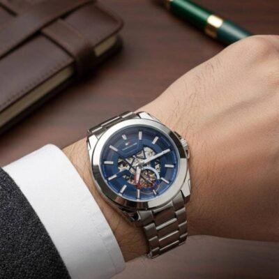 Tommy Hilfigar automatic skeleton Blue