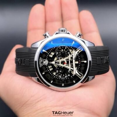 Tag Paris Black  Silicon Silver Ring Watch