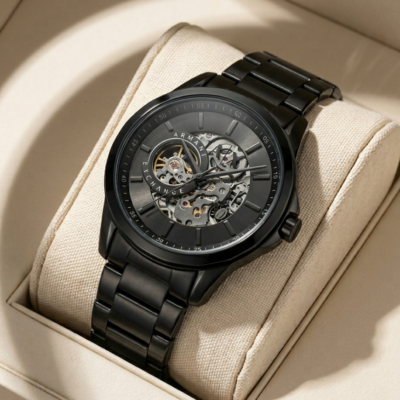 Armaan_i Exchange Gunmetal Automatic Full Black