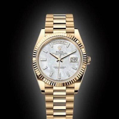 ROLE OYSTER PERPETUAL DAY DATE ZR GOLD WHITE DIAL HVY 47