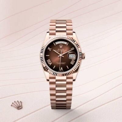 ROLLEX OYSTER PERPETUAL DAY DATE ZR ROSE BROWN SHADED  DIAL HVY 46