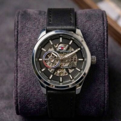 Tommy_Hilfigeeer Automatic Leather Belt Black Silver Black 292
