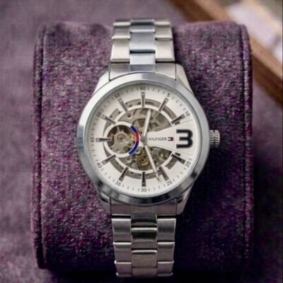 Tommy Hilfigar Automatic Skeleton Silver White 296