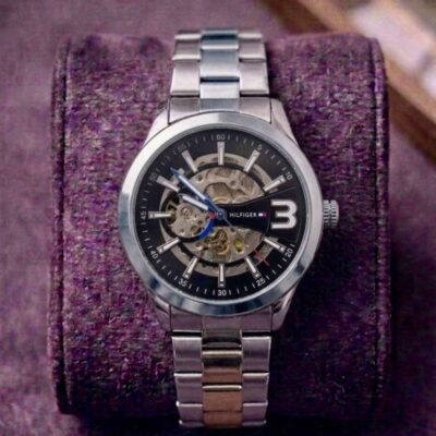 Tommy Hilfigar Automatic Skeleton Silver Black 300