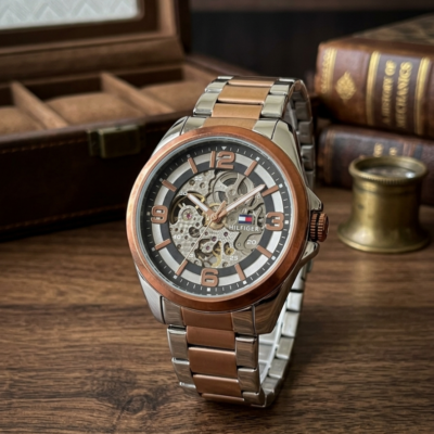 TOMMY HILFIGAR AUTOMATIC WATCH ROSE BLACK 500