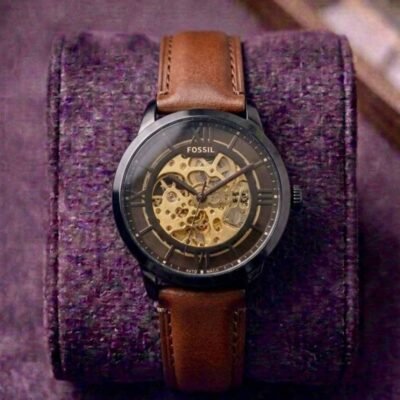Fosil Townsman Skeleton Automatic Dark Brown Leather 303