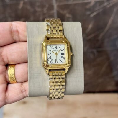 cartiar santos ladie 36 mm gold white 646
