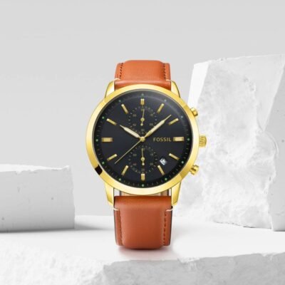 Fossii_l Townsman Chronograph LightBrown-Gold-Black
