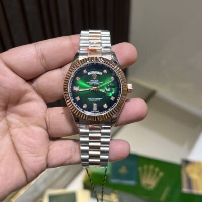 Roleex day date dual tone green dial