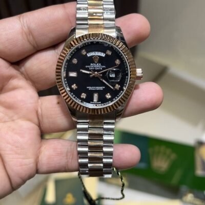 Roleex day date dual tone black dial