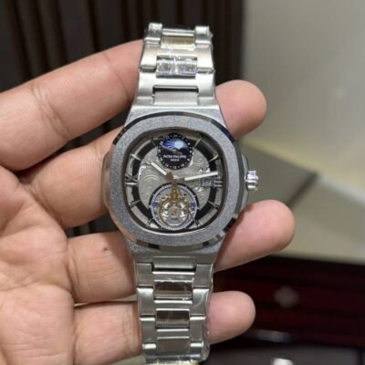 PATEK PHILIPE SILVER BLACK DIAL PREMIUM WATCH