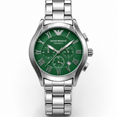 EMPORIO ARMA ALL CHRONO WORKING SILVER GREEN DIAL