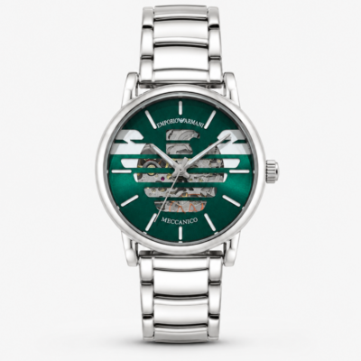 EMPORIO ARMA AUTOMATIC PREMIUM SILVER GREEN WATCH