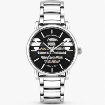 EMPORIO ARMA AUTOMATIC PREMIUM SILVER BLACK WATCH