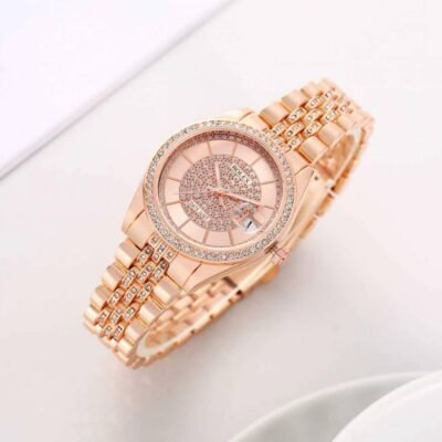 Rolee_x Ladies Crystal Date Just Quartz Rose-Gold Pink