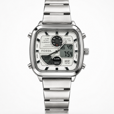 FOSSI RETRO PREMIUM SILVER WHITE WATCH