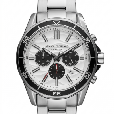 Armaani Exchange 100 Meters Silver White Dial