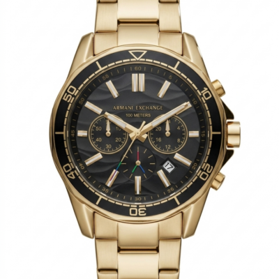 Armaani Exchange 100 Meters Golden Black Dial