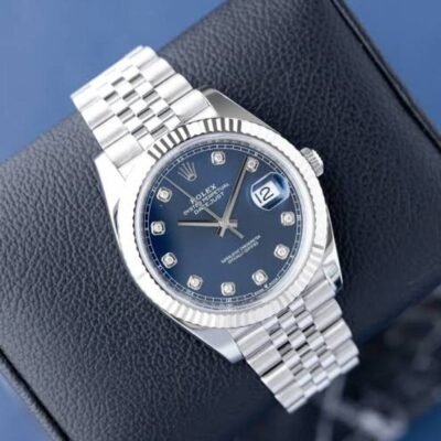 ROLEE DATE JUST PREMIUM SILVER BLUE SWIFT MOVEMENT