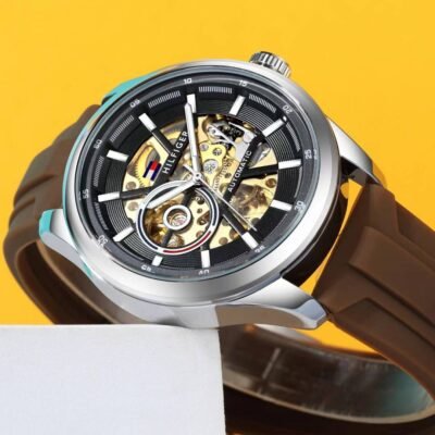 Tommmy Hilfige_r Automatic Silicon Brown-Silver-Black
