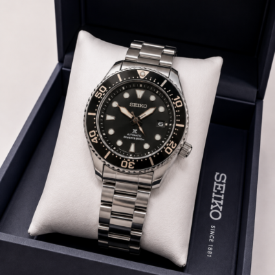 SEIKO PREMIUM SILVER BLACK SWIFT MOVEMENT BACK OPEN