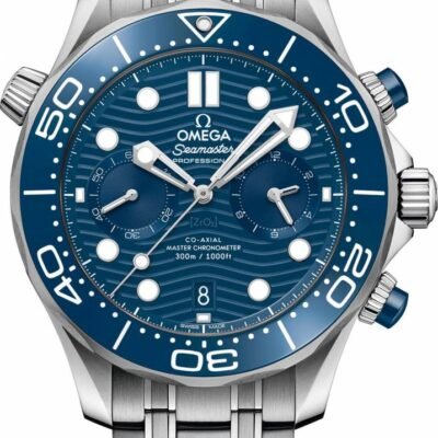 Omegg_a Seamaster Diver 300M Co-Axial Master Chronometer Chronograph silver blue
