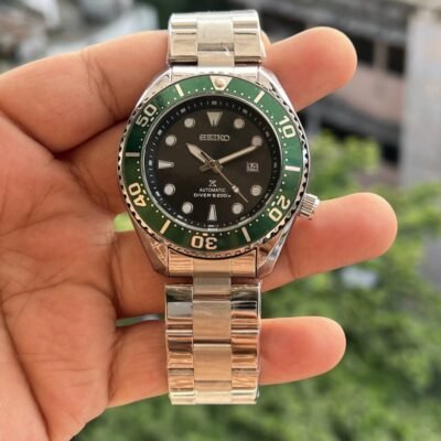 SEIKO PREMIUM SILVER BLUE SWIFT MOVEMENT BACK OPEN