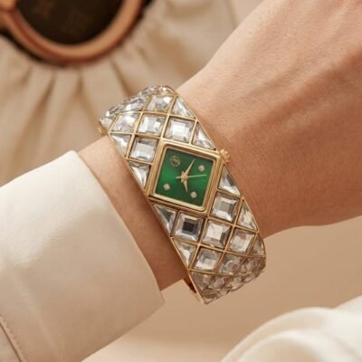 Swarovskk_i Curiosa Bangle   Gold To Green