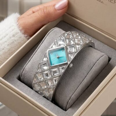 Swarrovsk_i Curiosa Bangle   Silver To Tiffany