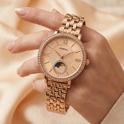 Fossii_l Jacqueline Sun Moon Multifunction Rose Gold Pink
