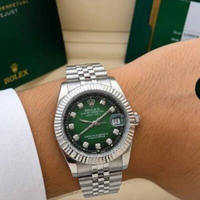 ROLEEX DATE JUST SILVER GREEN